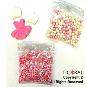 SET DECORACION COMESTIBLE PRINCESAS FORMITAS-SPRINKLERS-PERLAS 40 GR X 3